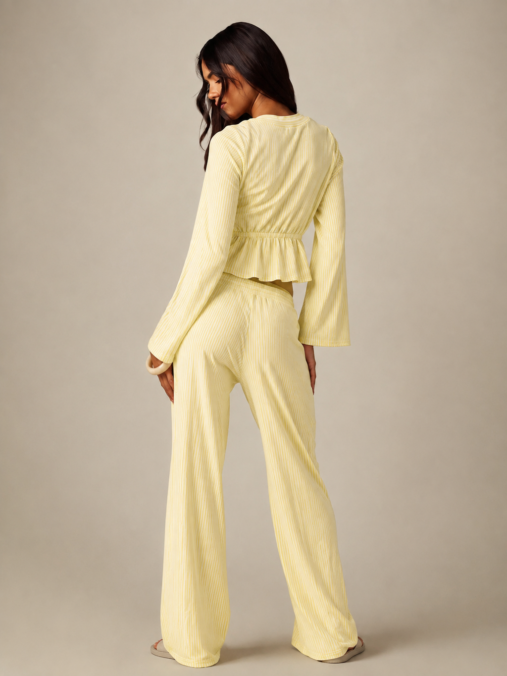 Lemon Stripe Tie Front Coord Set