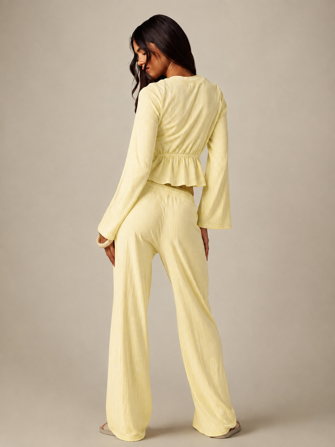 Lemon Stripe Tie Front Coord Set