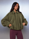 Off Duty Olive Oversized Bomber Jacket