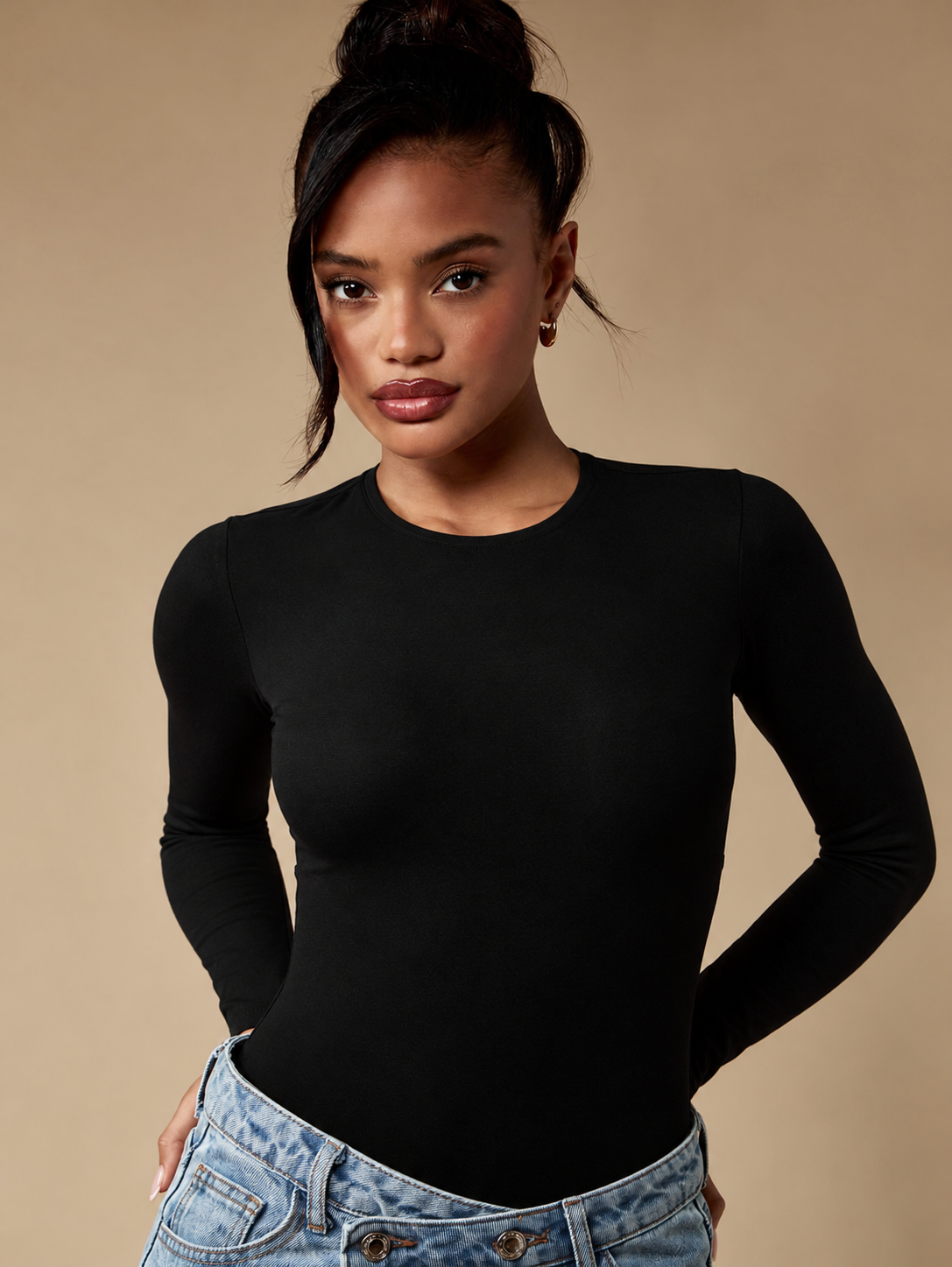 After Dark Lace Up Back Bodysuit Black