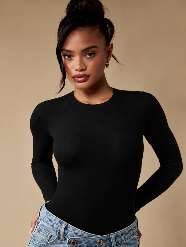 After Dark Lace Up Back Bodysuit Black