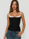 Midnight Romance Black & White Lace Corset Top
