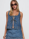 Double Tie Blue Denim Vest Top