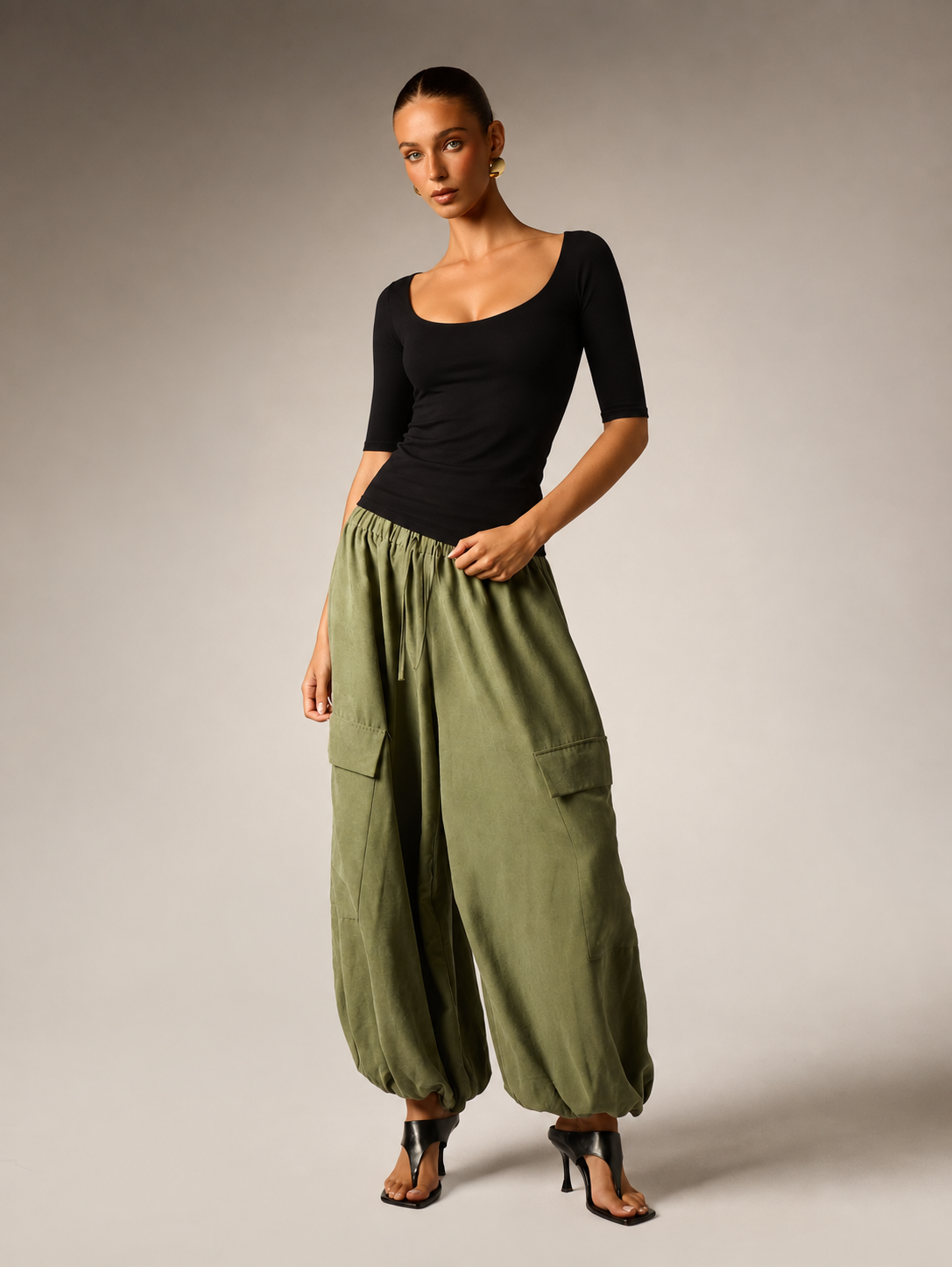 The Off Duty Black Scoop Neck Fitted Top