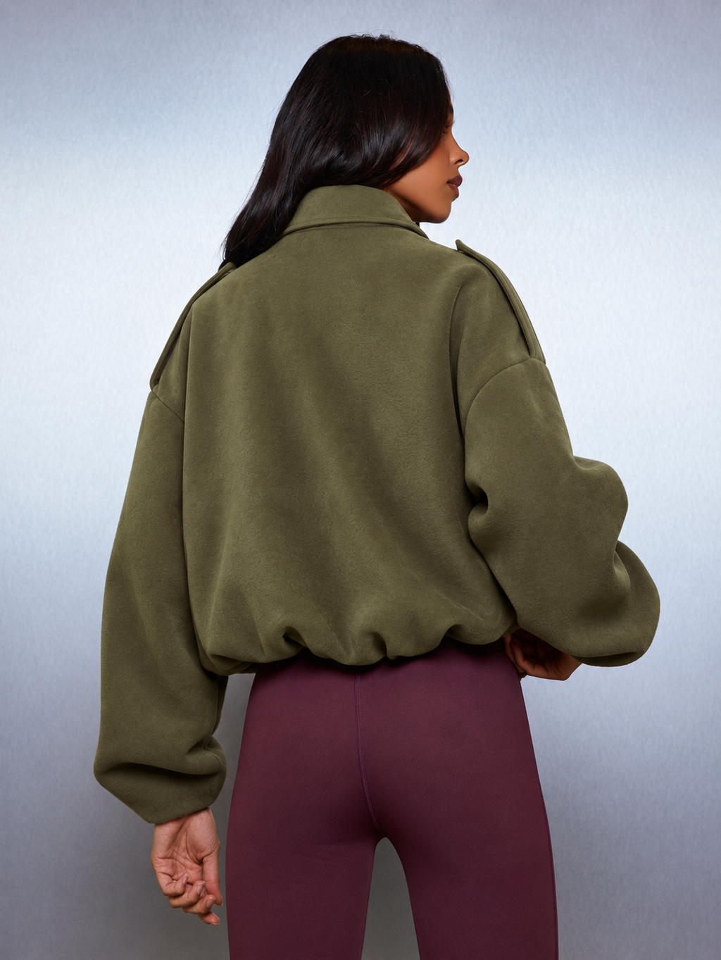 Off Duty Olive Oversized Bomber Jacket