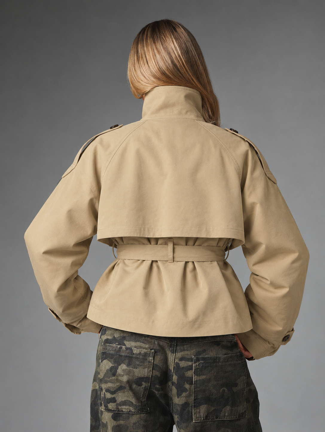 City Edit Khaki Belted Trench Jacket
