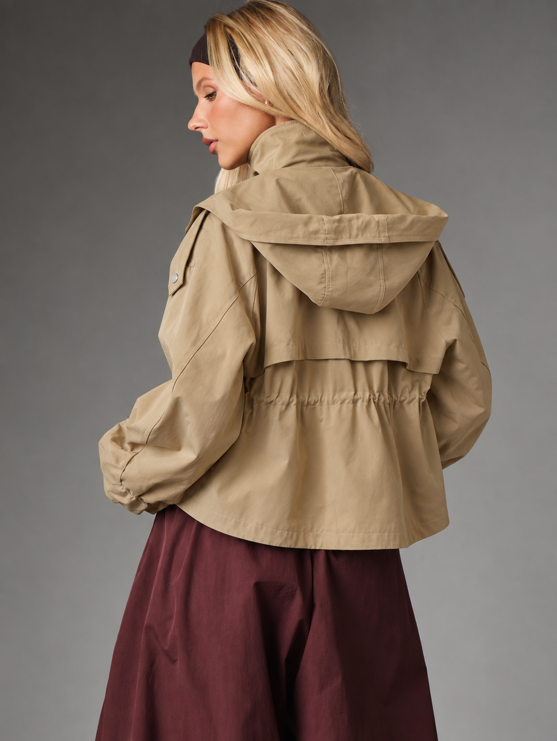 Off Duty Khaki Waterproof Utility Hooded Jacket