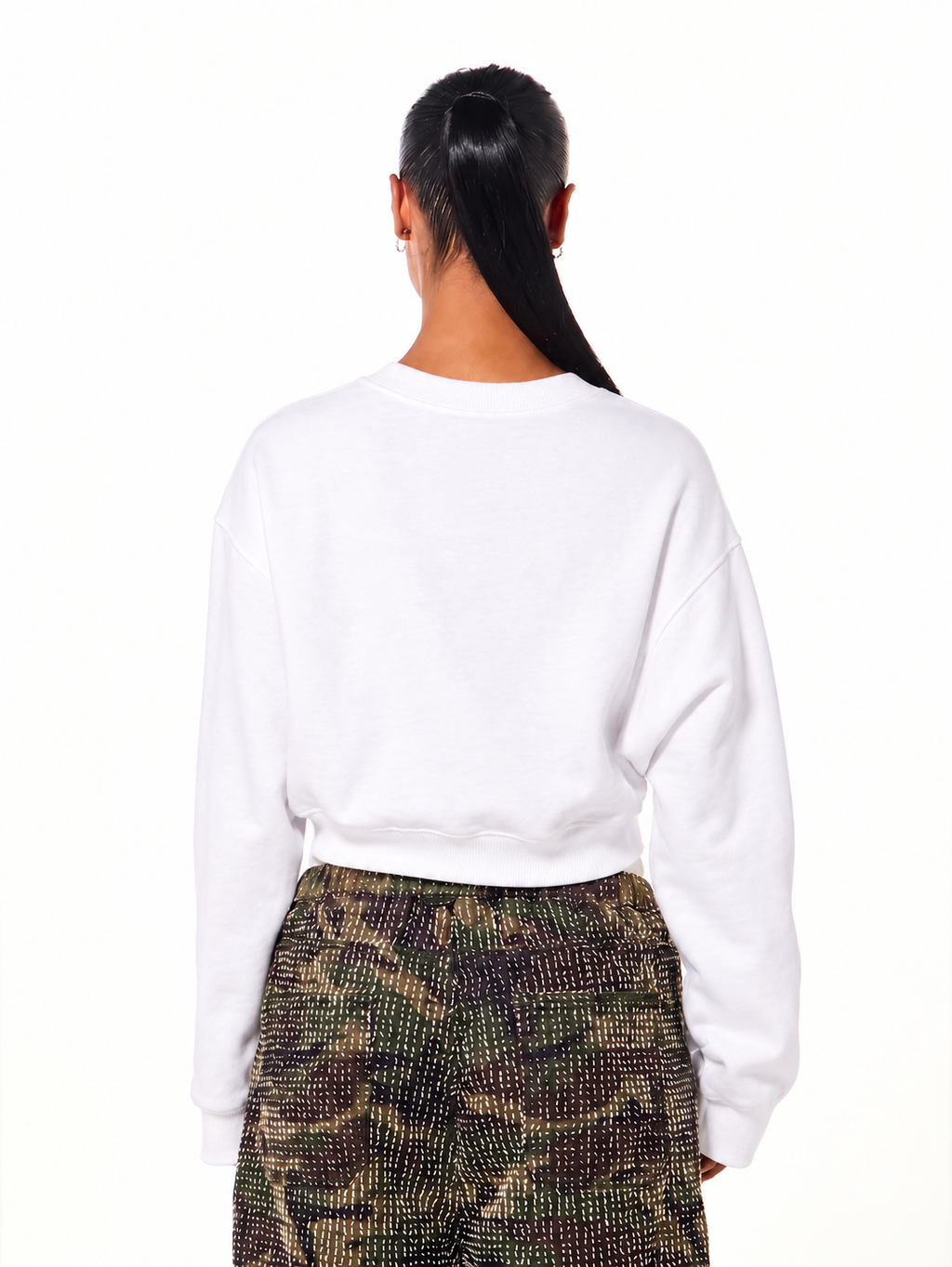 Off Duty Essential Cropped Sweatshirt White