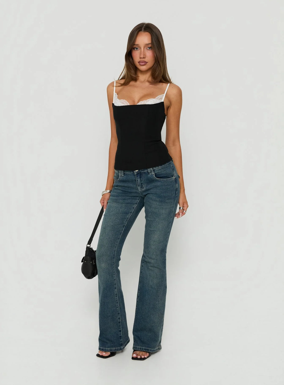 Midnight Romance Black & White Lace Corset Top