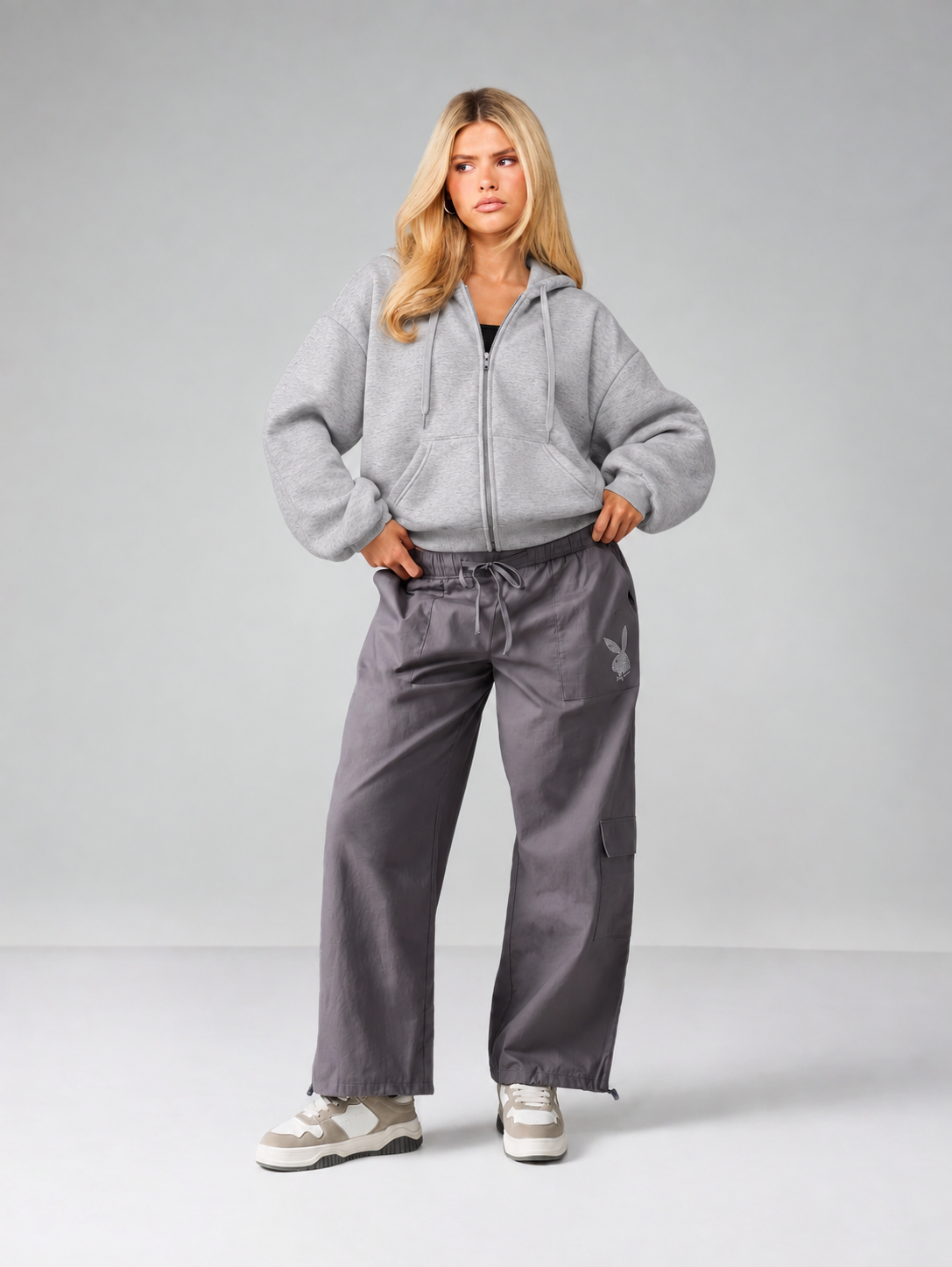 Cloud Nine Oversized Zip Up Hoodie Grey