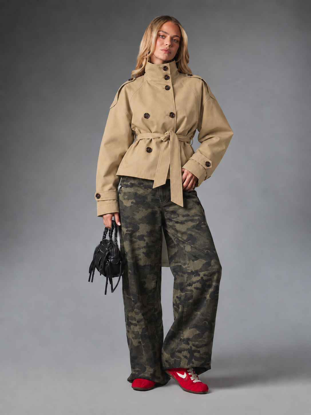 City Edit Khaki Belted Trench Jacket