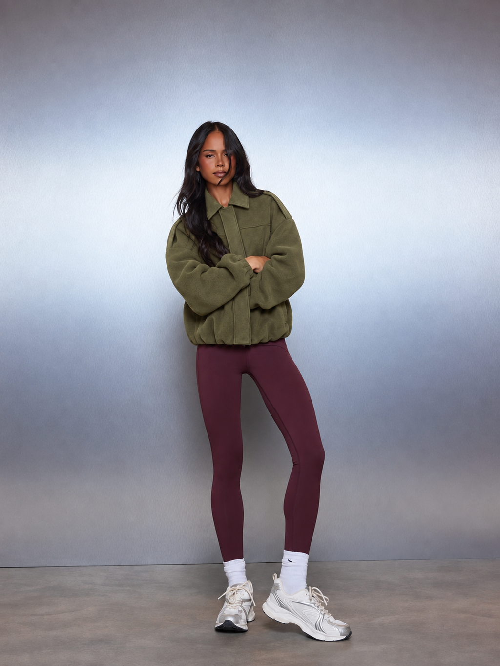 Off Duty Olive Oversized Bomber Jacket