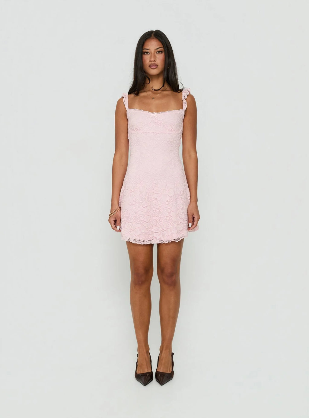 Blush Bloom Pink Lace Mini Dress