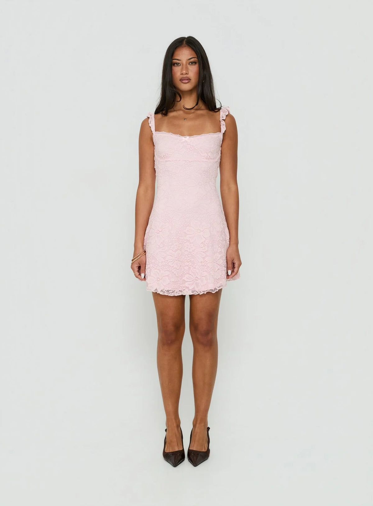 Blush Bloom Pink Lace Mini Dress