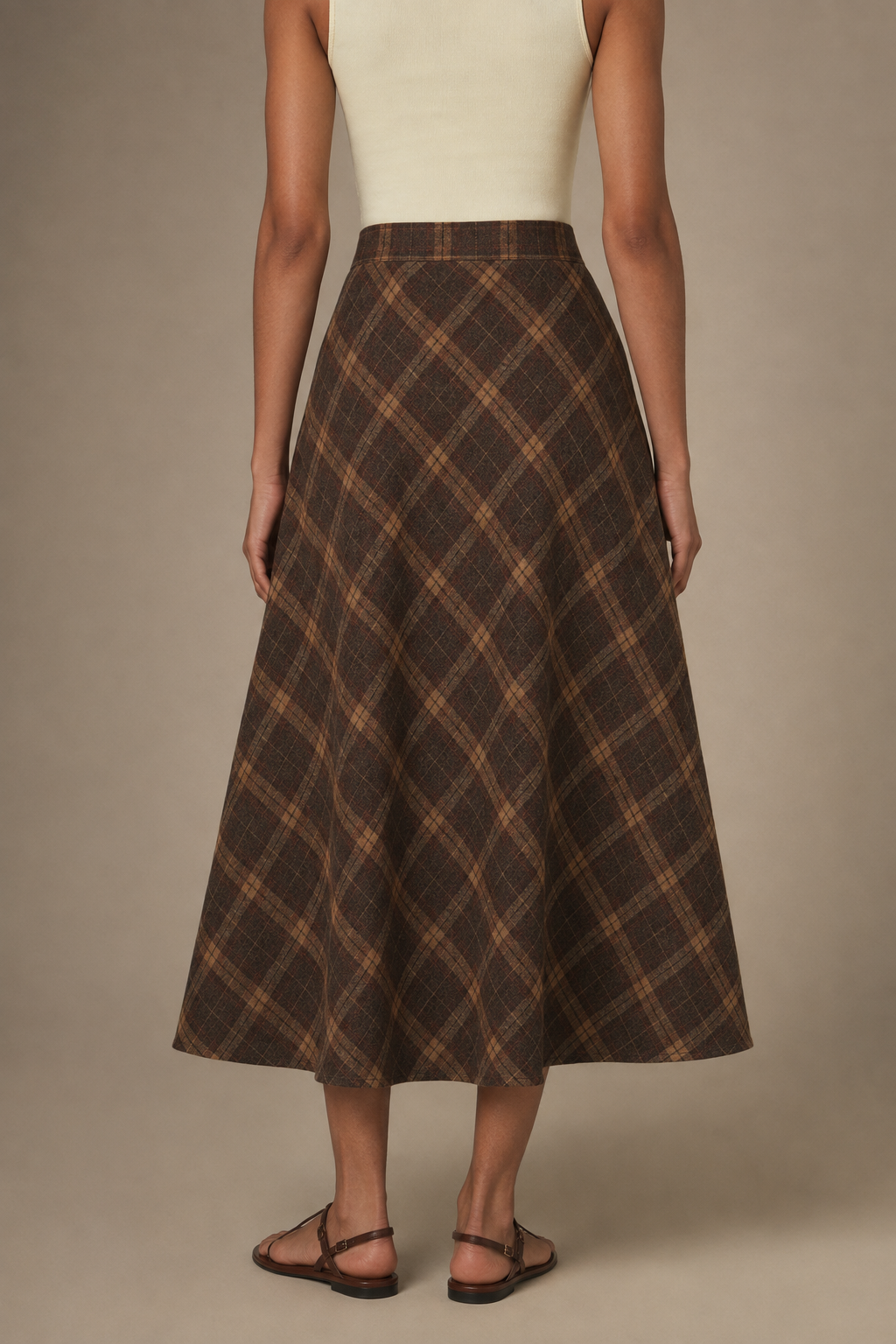 The Autumn Muse Check Midi Skirt