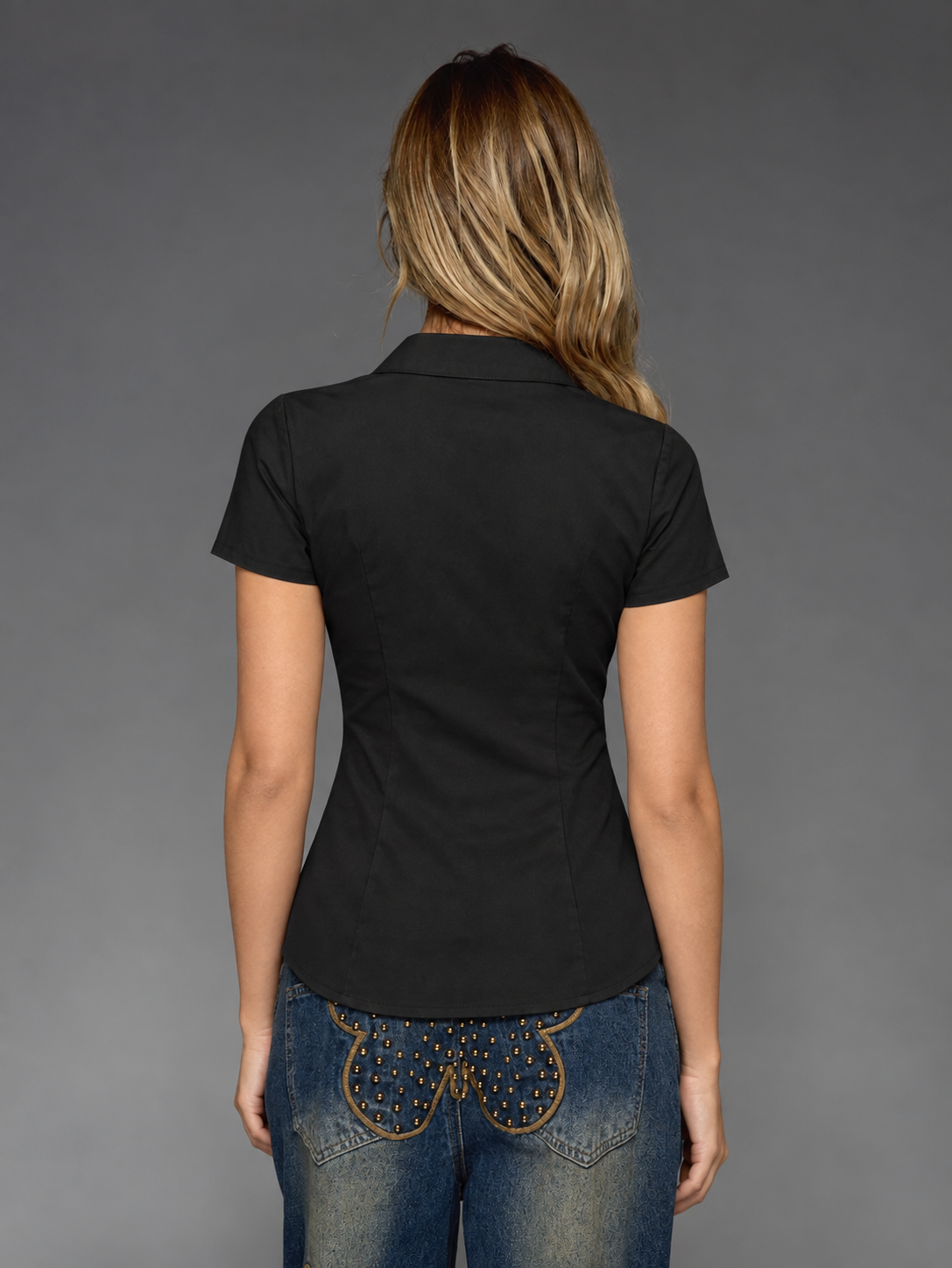 Sienna Black Ruched Fitted Shirt