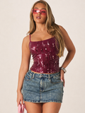 After Dark Burgundy Sequin Cami Top