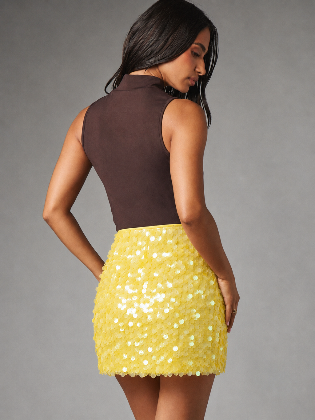 Limoncello Disc Sequin Mini Skirt