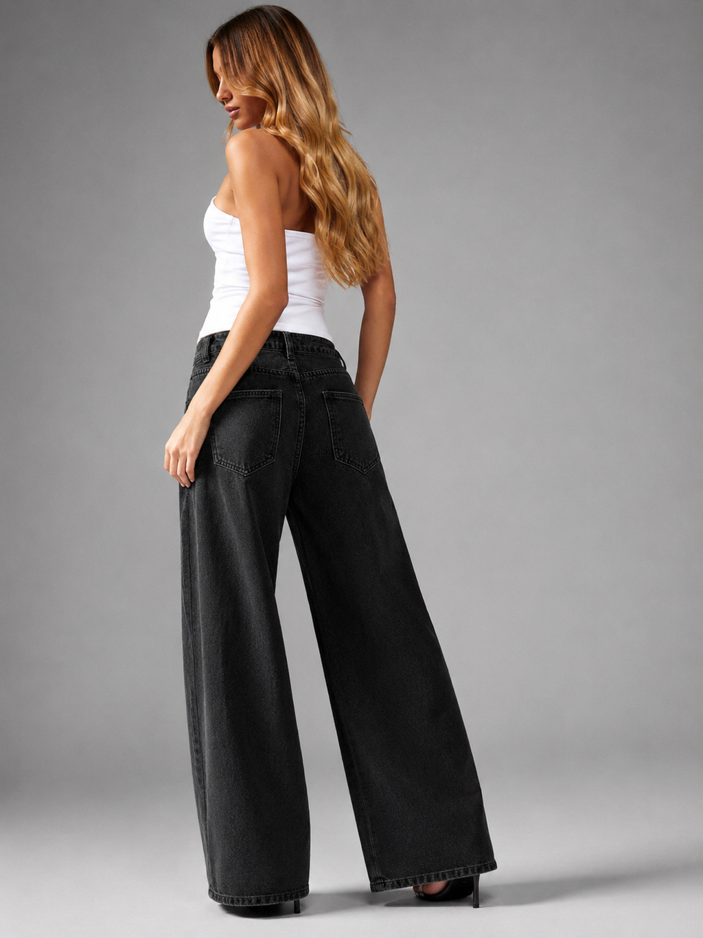Black Bow Tie Wide Leg Cargo Jeans