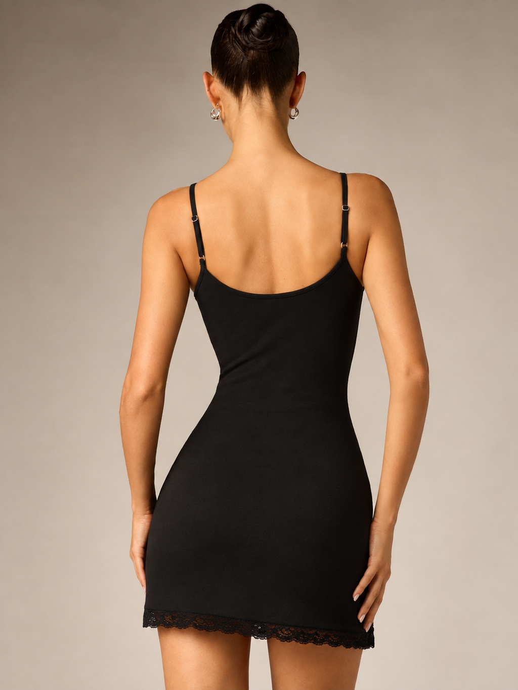 The Noire Lace Trim Cami Mini Dress