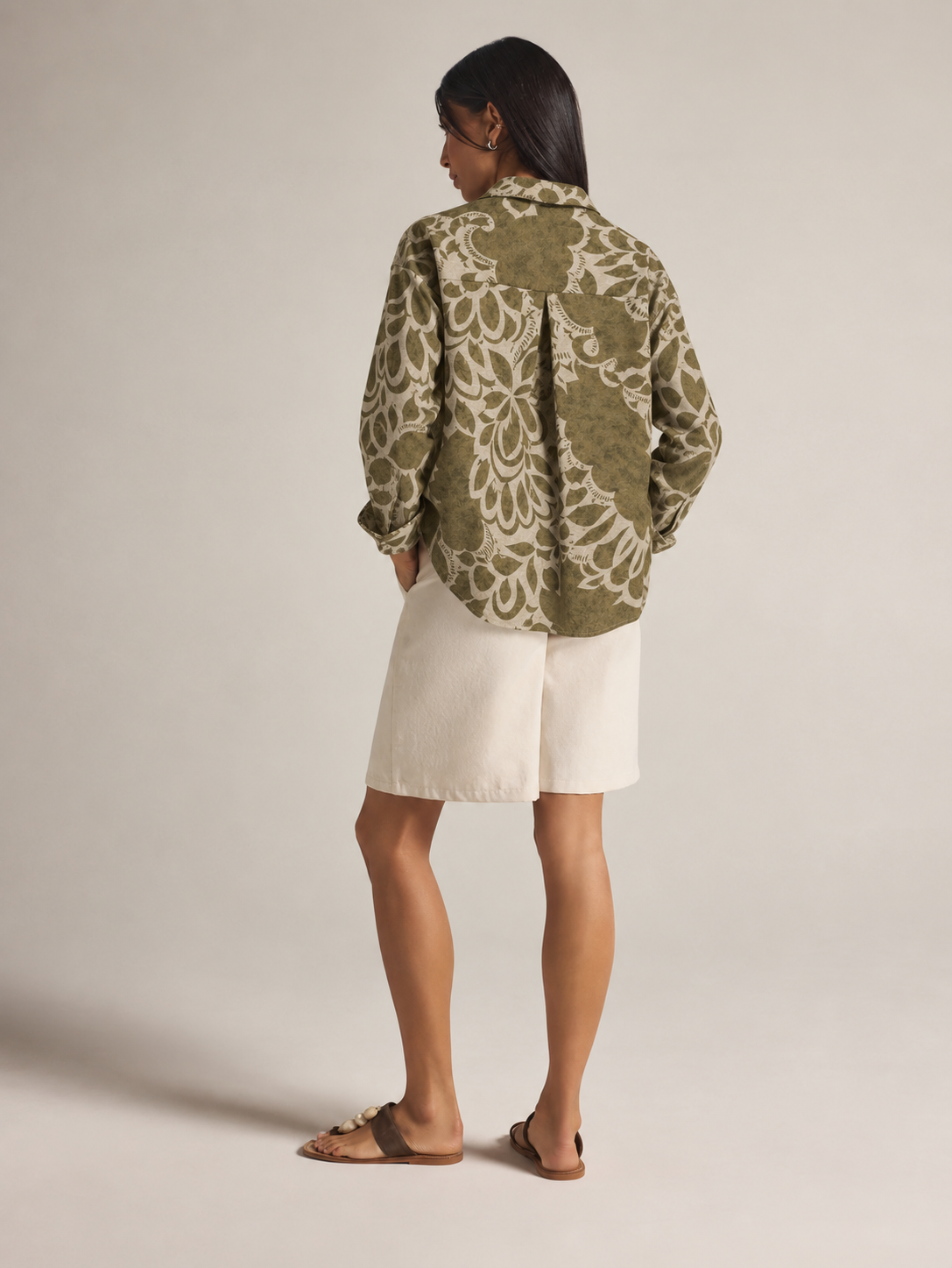 Olive Bloom Oversized Floral Shirt