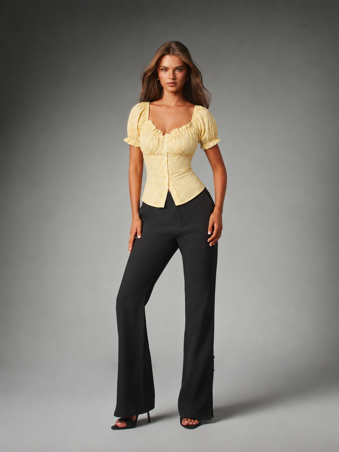 Sunbeam Yellow Striped Puff Sleeve Top
