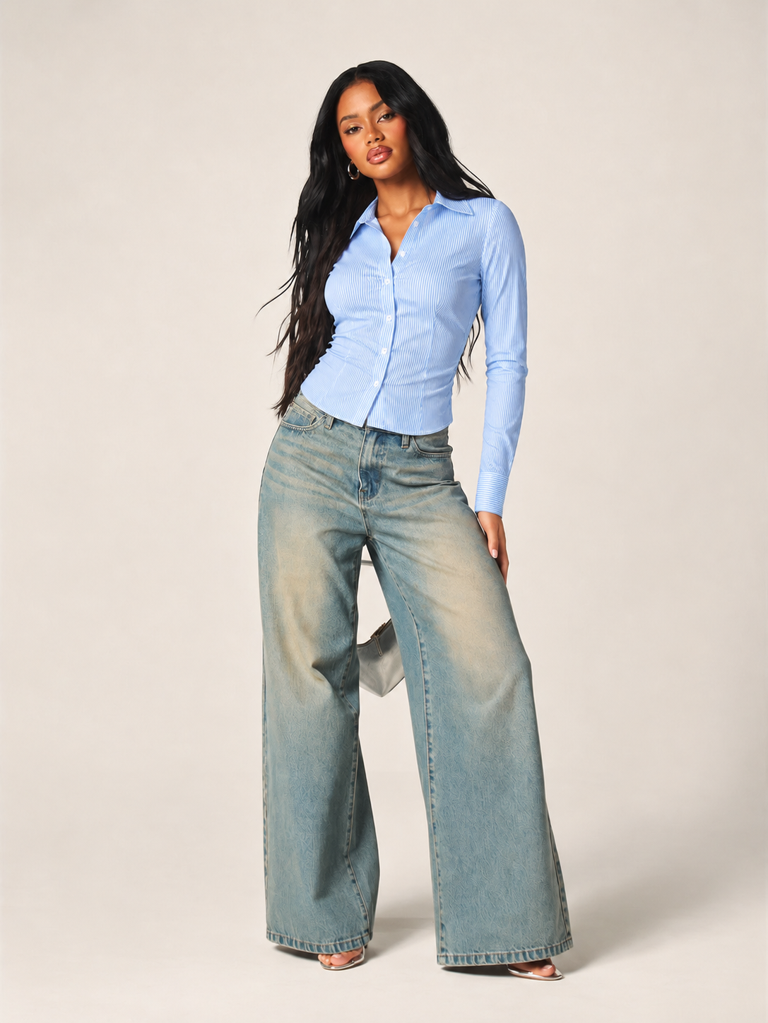 Sienna Blue Back Tie Cotton Shirt