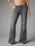 Dirty Wash Low Rise Flared Jeans