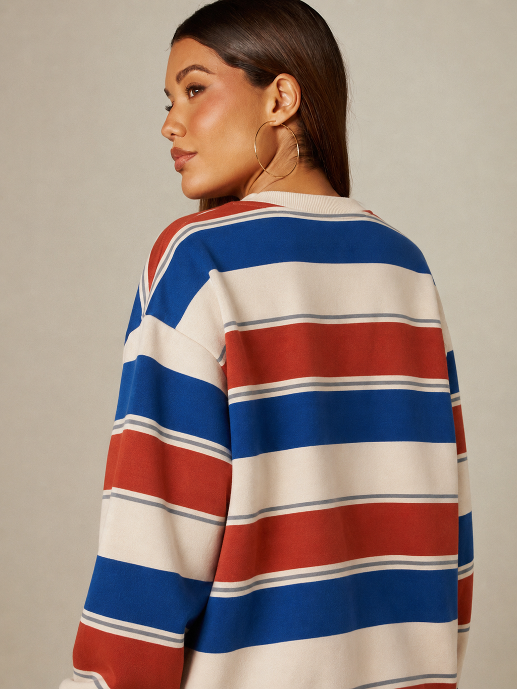 Varsity Girl Oversized Striped Sweatshirt