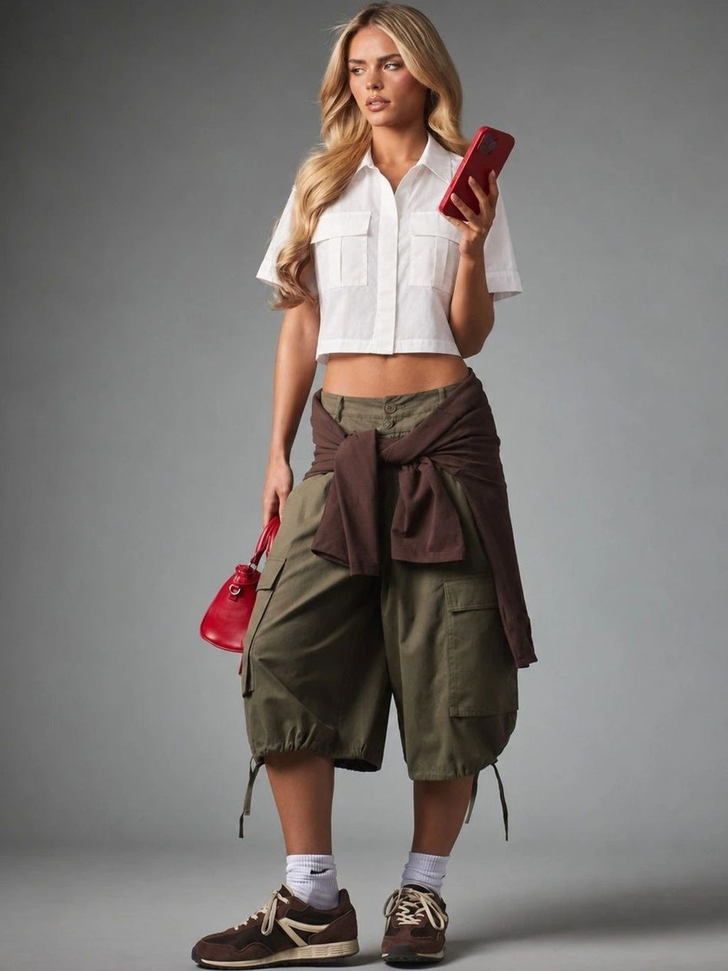 Clean Slate White Utility Crop Shirt styled with jeans
