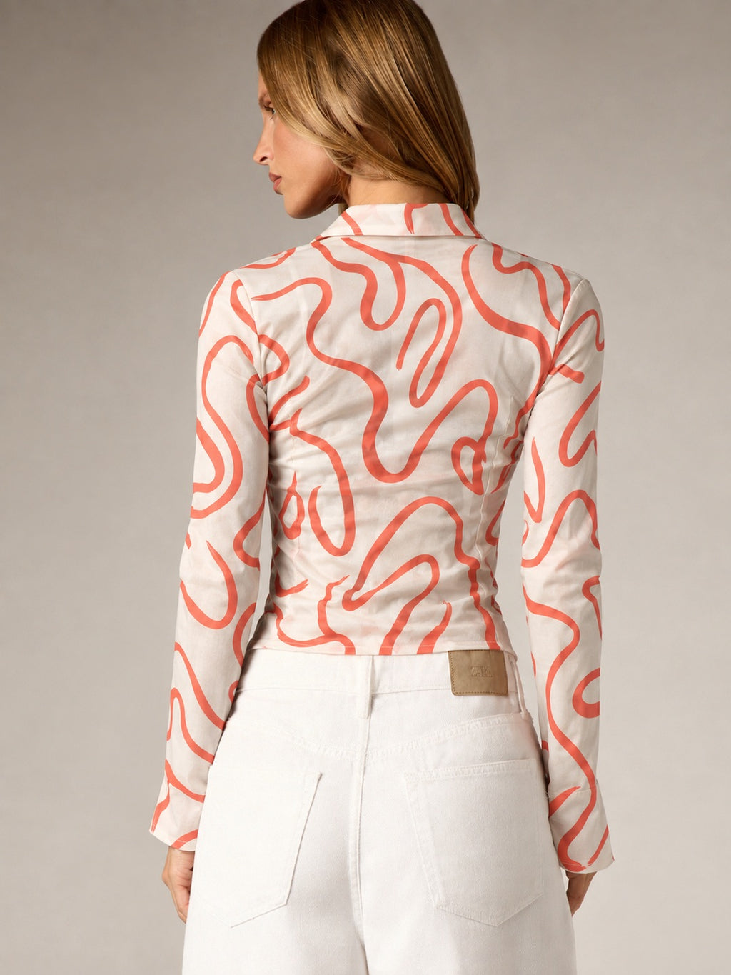 Coral Swirl Printed Fitted Shirt White