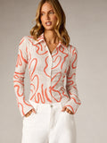 Coral Swirl Printed Fitted Shirt White