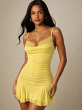 Lemon Kiss Lace Mini Dress