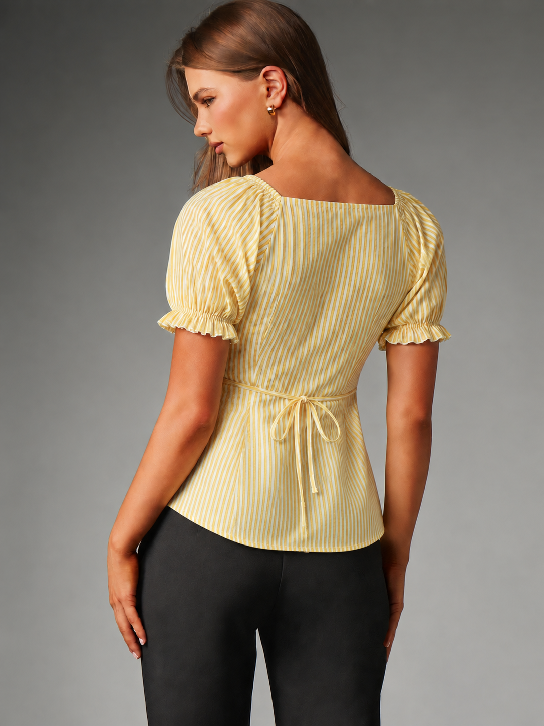 Sunbeam Yellow Striped Puff Sleeve Top
