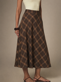 The Autumn Muse Check Midi Skirt