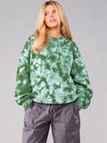 Front view of Forest Haze Green Tie-Dye Oversized Sweatshirt