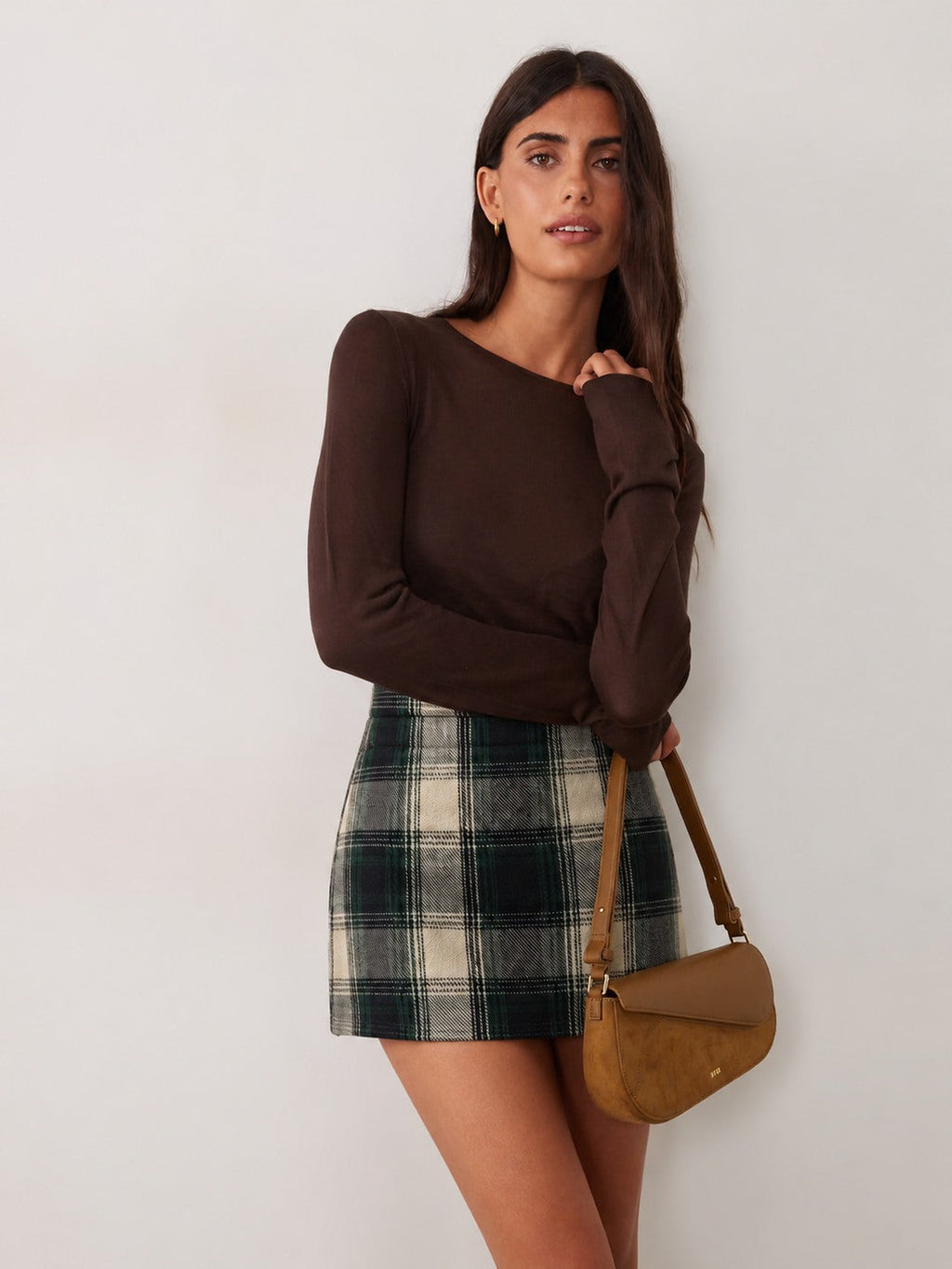 Green Checked Mini Skirt