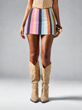 Colour Pop Multicolour Striped Mini Skirt