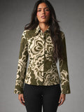 Olive Bloom Floral Long Sleeve Shirt