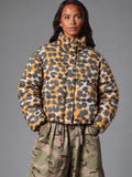Wild Instinct Floral Print Cropped Puffer Jacket Orange