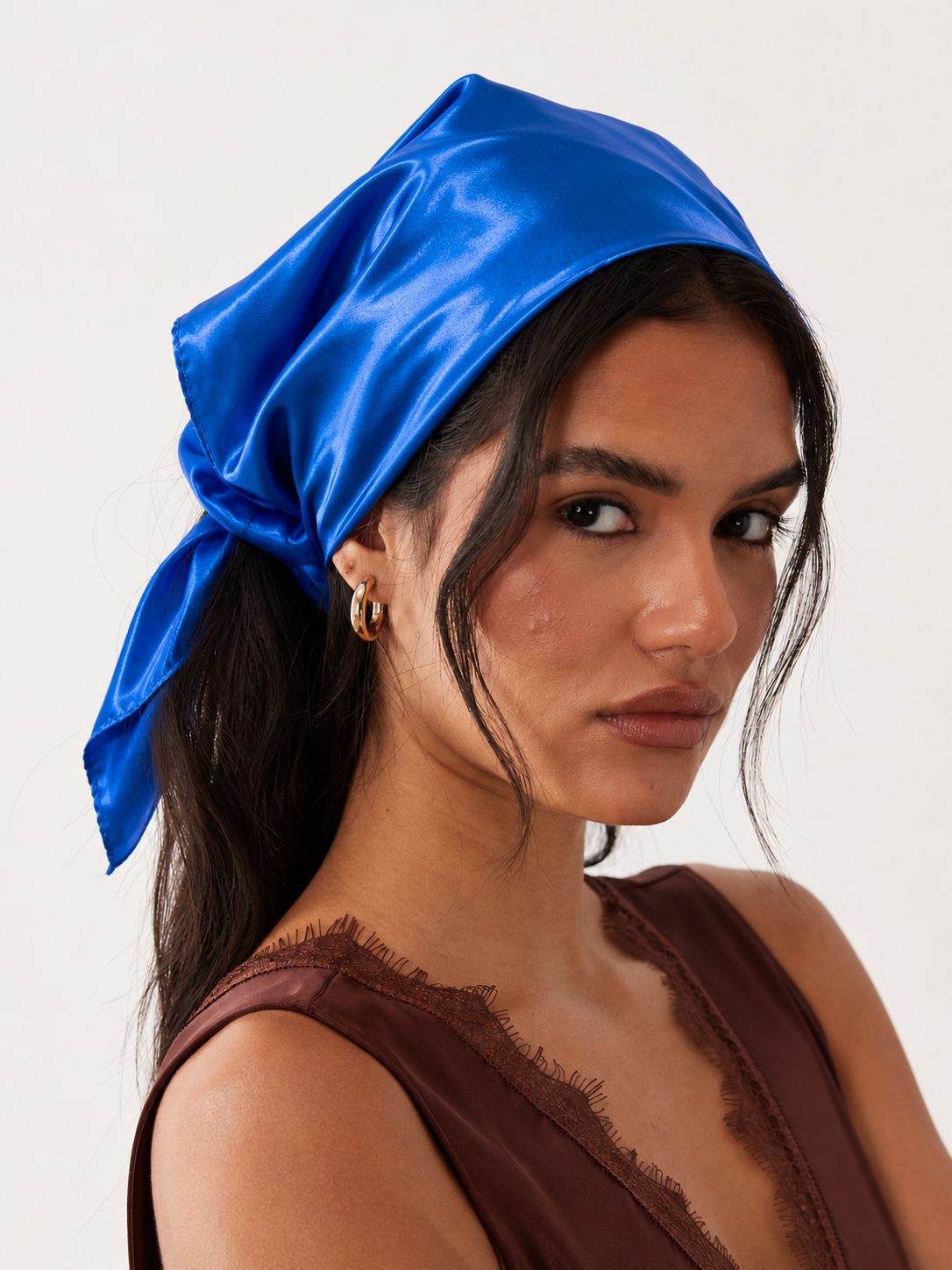 Royal Blue Satin Hair Bandana
